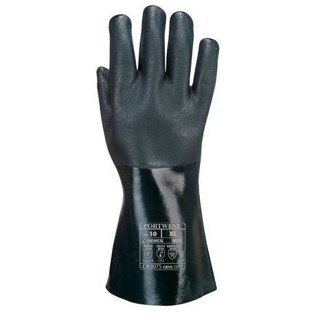 Portwest Double Dipped PVC Gauntlet Work Gloves Enhanced Grip