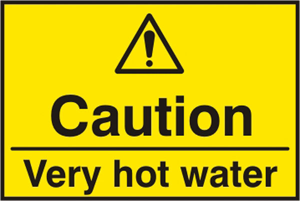 Bsafe Caution Very Hot Water Sign Yellow