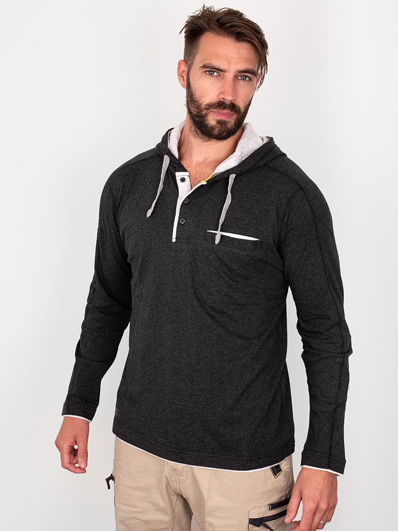 Bisley Flex & Move Cotton Hooded Long Sleeve T-Shirt